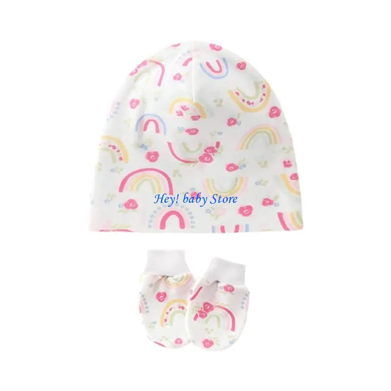 Newborn Baby Hat & Mittens Set | Soft Cotton, 0–3 Months