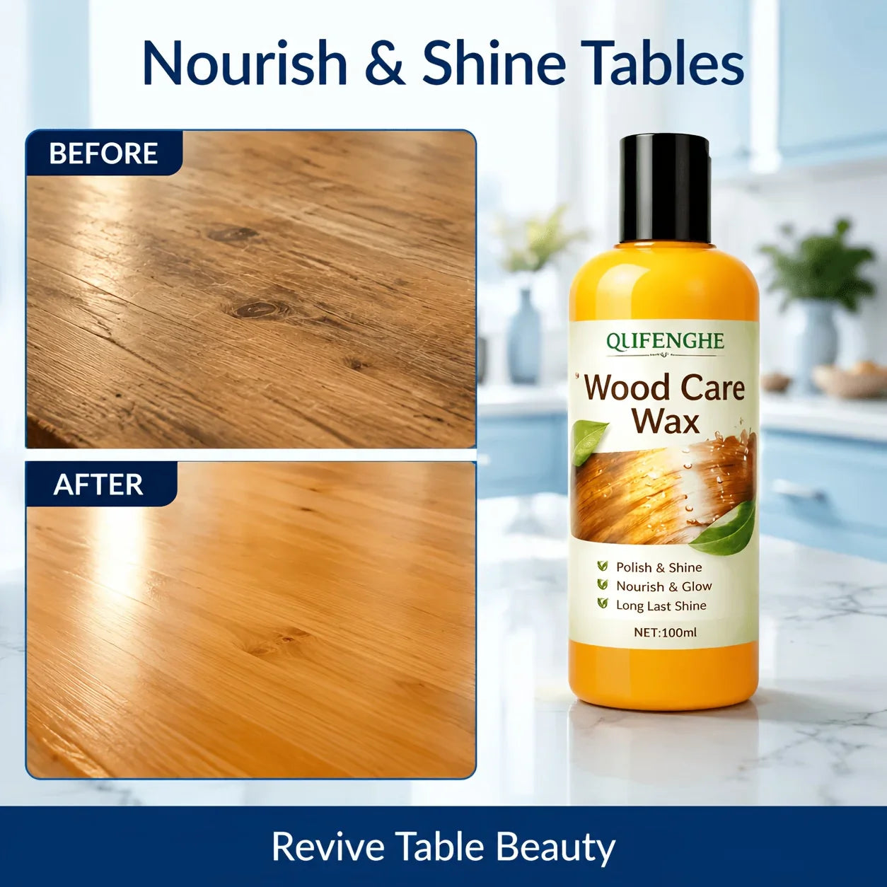 Wood Floor Wax & Polish 3.38oz – One-Step Shine & Protection