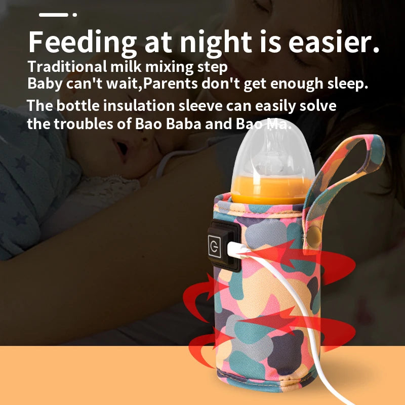 Portable USB Electric Baby Milk Bottle Warmer Heater with Temperature Control for Travel Stroller Insulated Bag Feeding Keep Peaceful Pleasures Health and Wellness