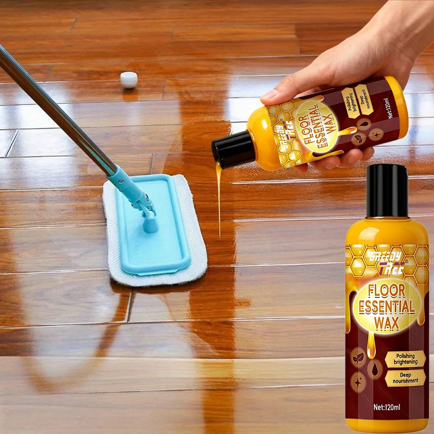 120ml Floor Wax Polish Kit with Sponge & Towel – Wood & Tile