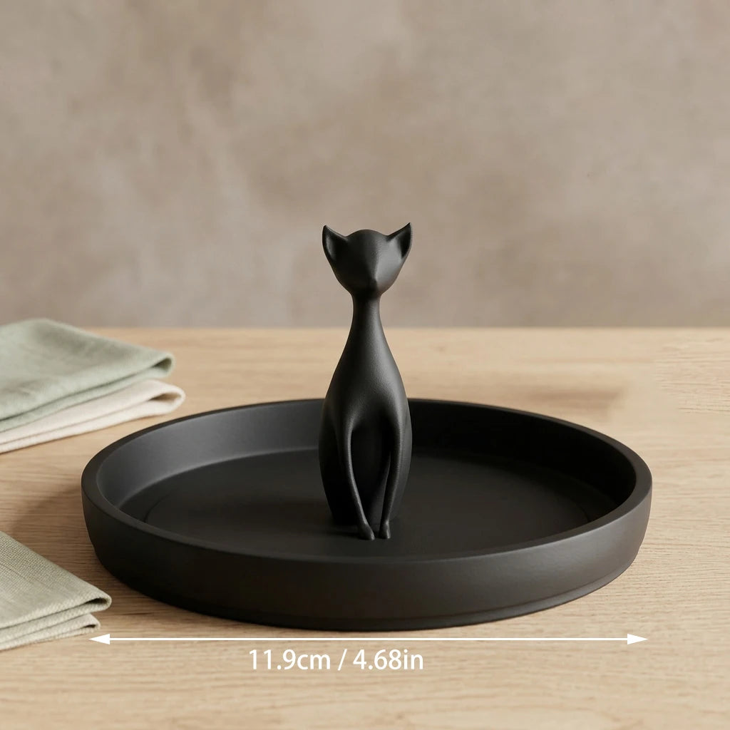 Cat Ring Holder Jewelry Dish & Trinket Tray – Cute Earring Organizer & Gift for Cat Lovers & Women