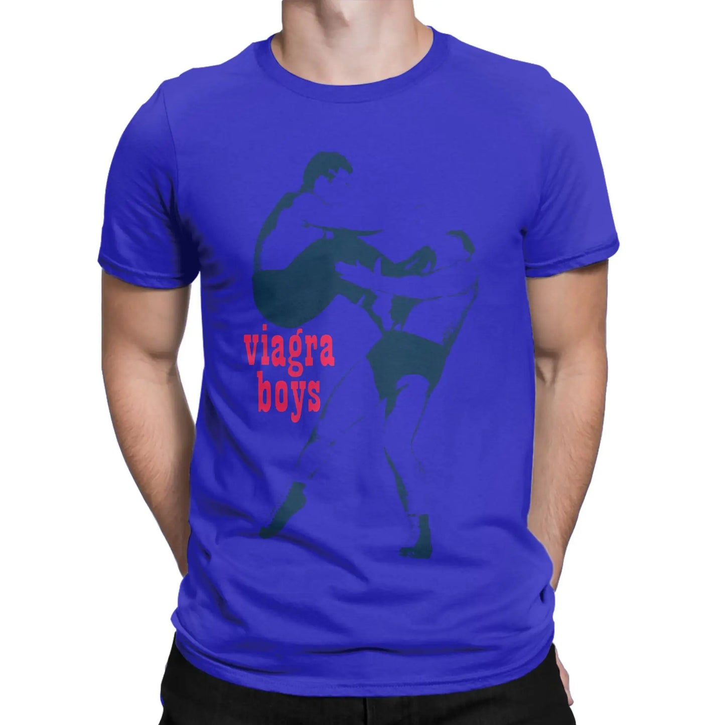 Viagra Boys T-Shirts Men Rock Leisure 100% Cotton Tee Shirt O Neck Short Sleeve T Shirt Gift Idea Clothes Peaceful Pleasures Health and Wellness Blue XL