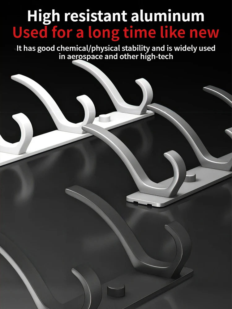 No-Drill Aluminum Wall Hooks – 6-Pack Robe & Clothes Hanger