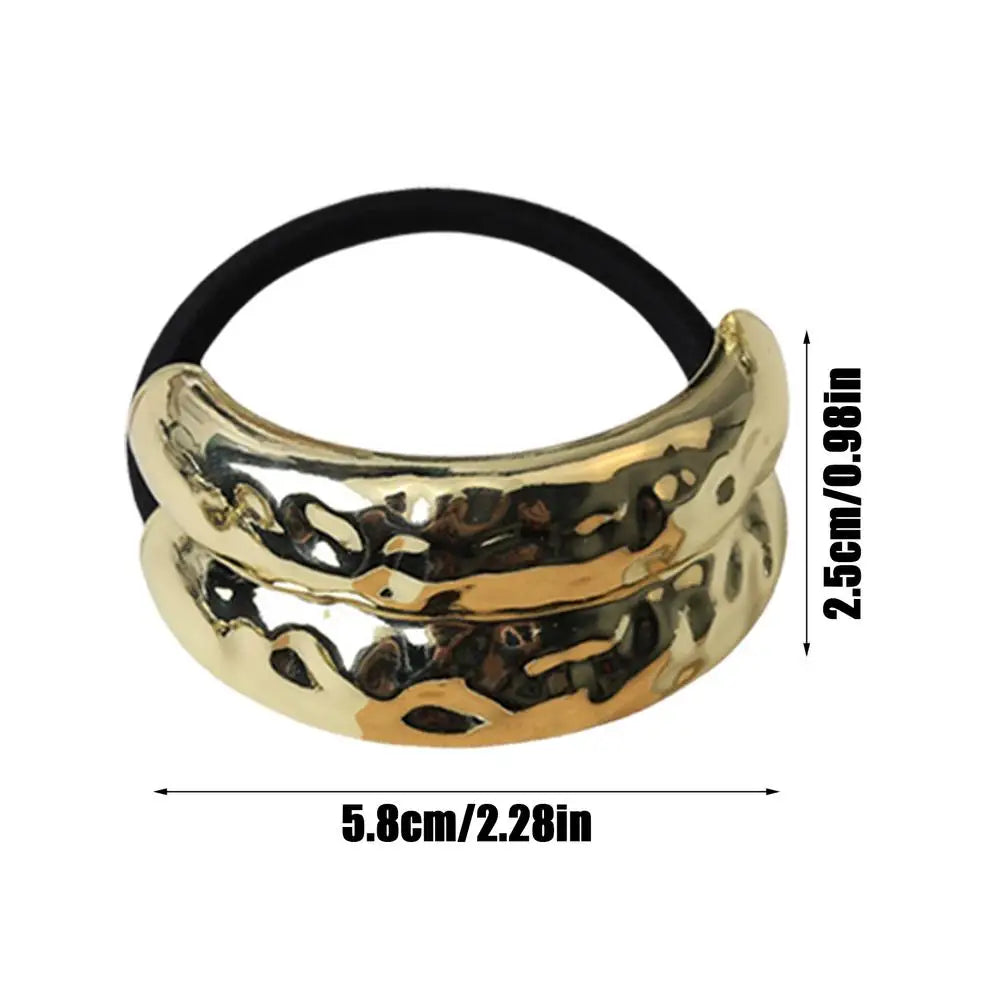 Gold Geometric Metal Hair Ties – Set of 4 Ponytail Holders
