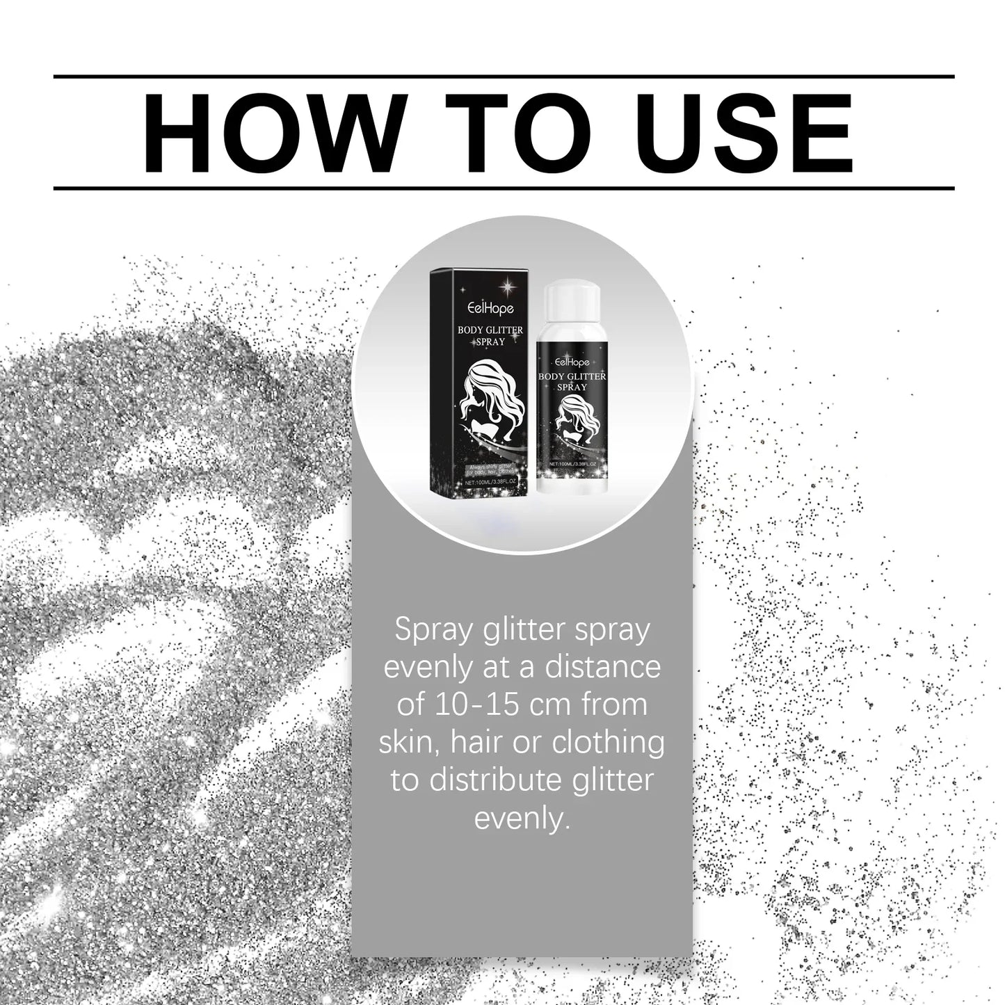 Eelhope Body & Face Glitter Spray – Shimmer Highlighter 100ml