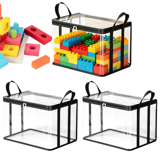 3-Pack Clear Zipper Storage Bags for Books, Media & Moving Storage Organizer Bags Peaceful Pleasures Health and Wellness