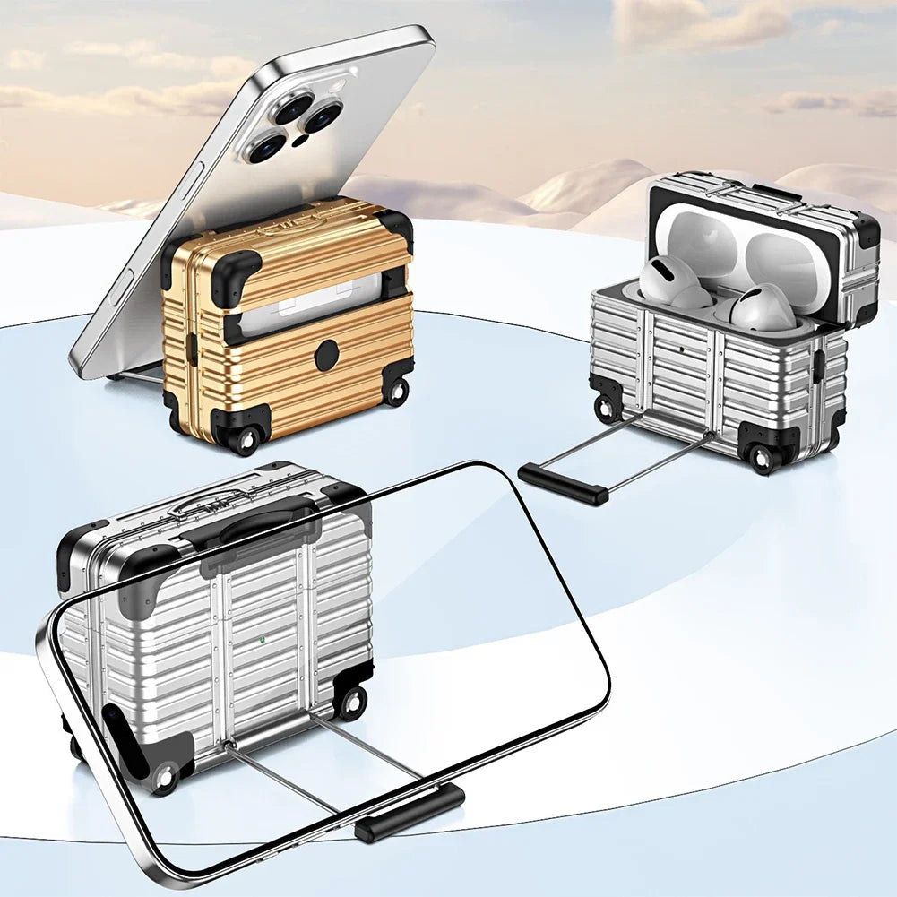 Mini Suitcase AirPods Case – Drop-Proof PC & TPU Cover