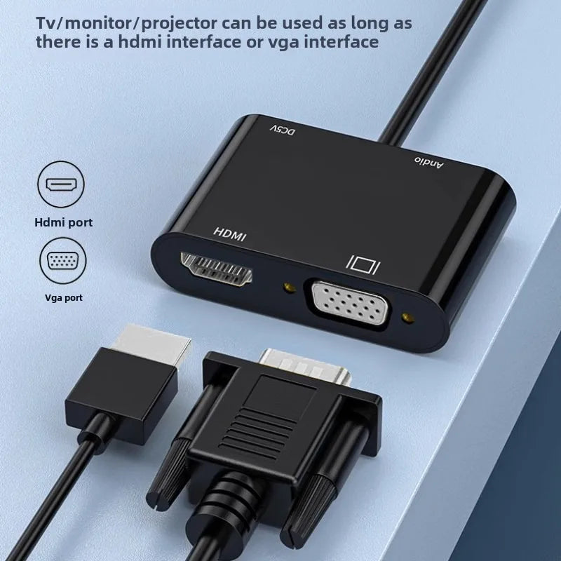 HDMI-compatible TO 4K HD VGA 1080p Converter Dual Display At The Same Time with 3.5mm Audio for PC HDTV Monitor Display Peaceful Pleasures Health and Wellness