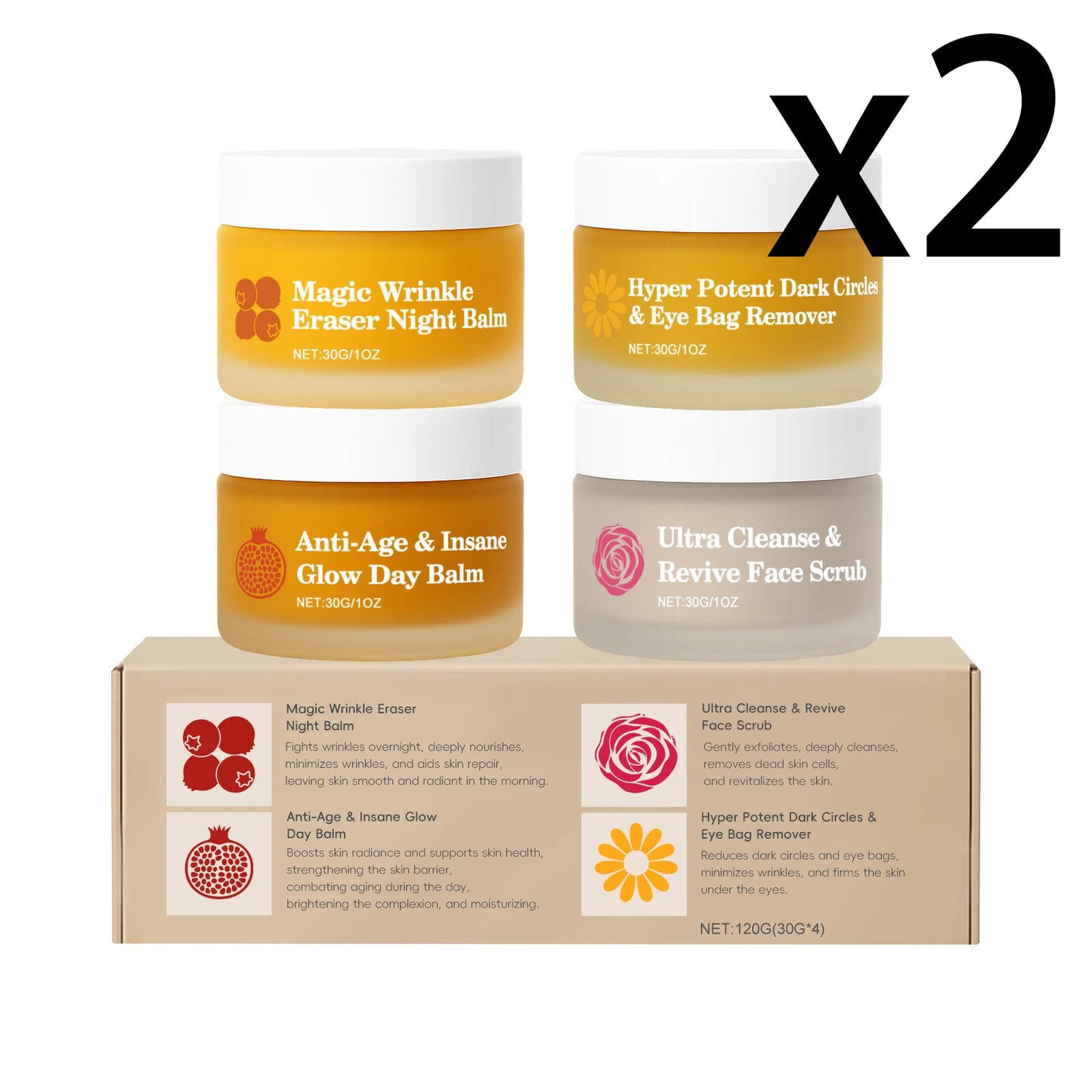 Day Night Skincare Set Moisturizing Repair Skin Barrier Brightening Facial Skins Multi Functional Skincare Eye Face Care Combov Peaceful Pleasures Health and Wellness 2x4x30g