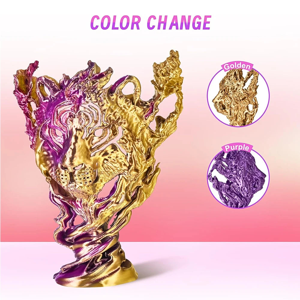 Dual Color Silk PLA Filament 1.75mm Gold Purple 250g