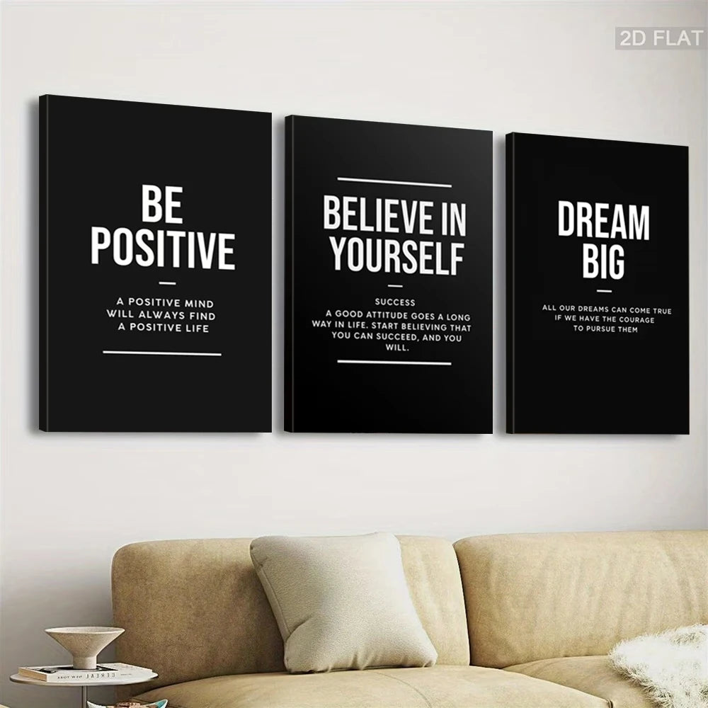 3-Piece Motivational Quote Canvas Wall Art | Home Décor