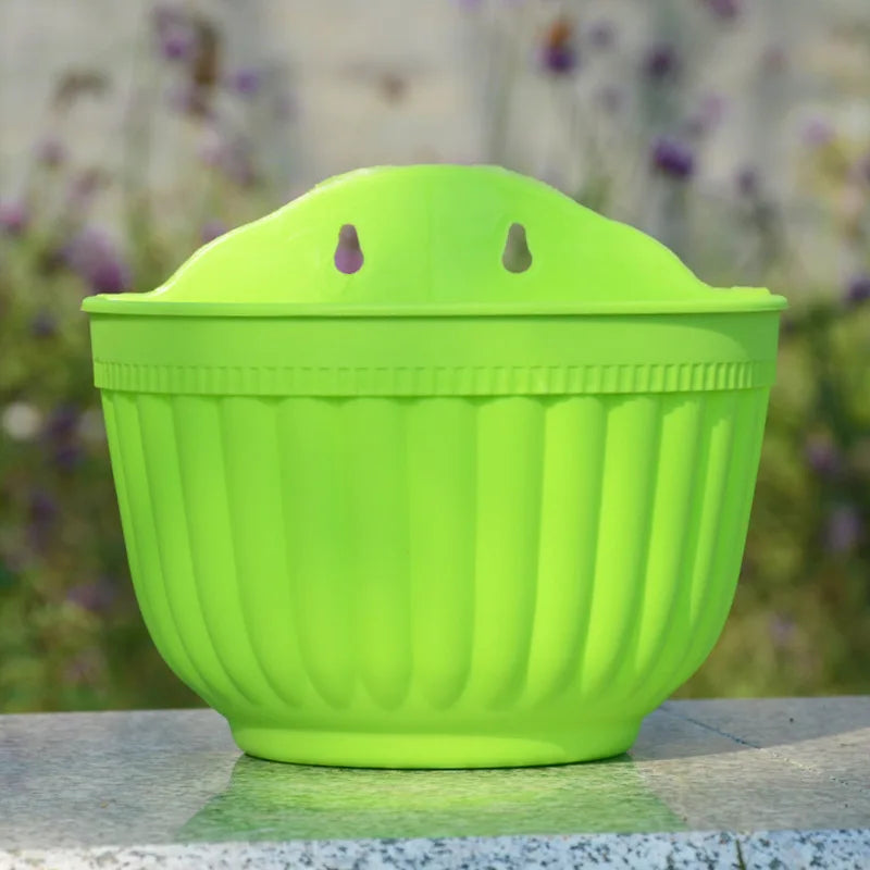 Wall Mounted Plastic Flowerpot Resin Gardening Colored Green