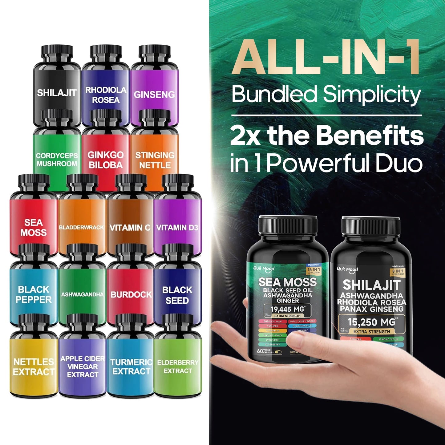 Sea Moss & Shilajit High Potency Bundle – 120 Capsules Peaceful Pleasures Health and Wellness