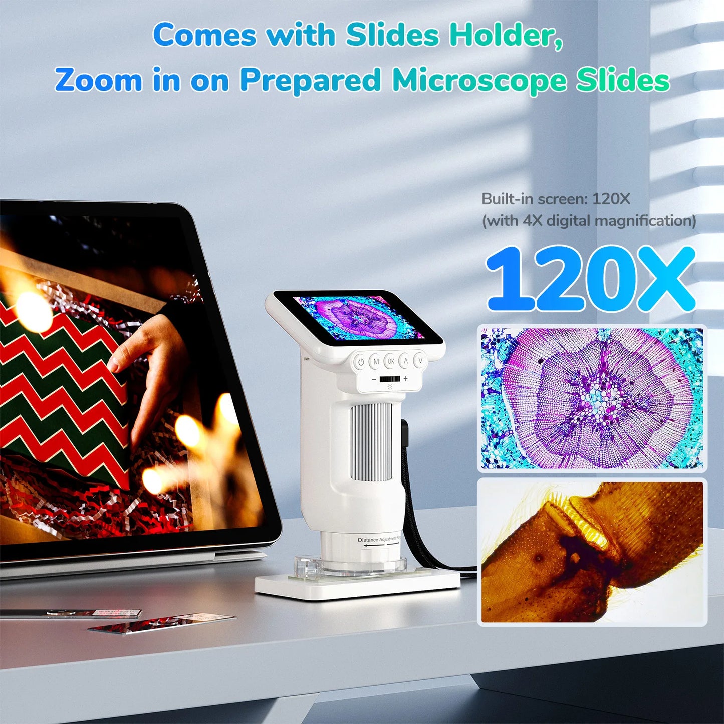 Portable Handheld Digital Electron Microscope, Children's Gift Puzzle Toy, Multifunctional Magnifying Glass Peaceful Pleasures Health and Wellness