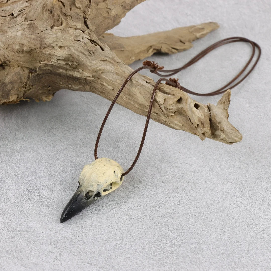 Viking Raven Skull Pendant Necklace Gothic Crow Head Amulet Halloween