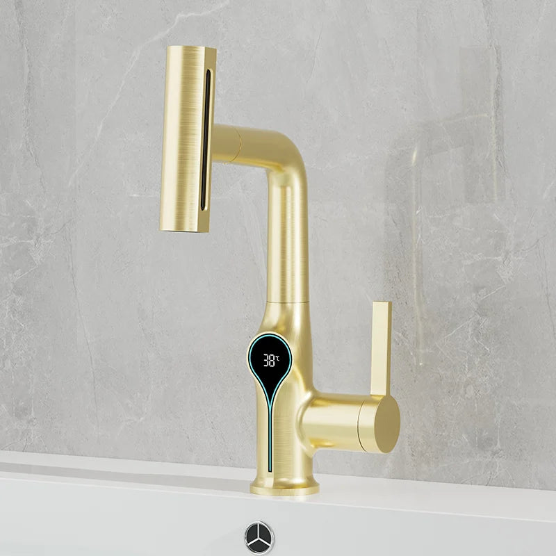 AOGUTU Waterfall Basin Faucet Digital Temp Display Mixer Tap