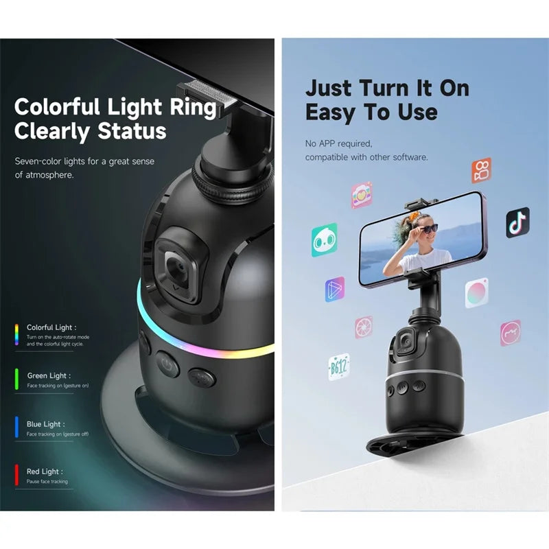 360° AI Face Tracking Gimbal Selfie Stick & Desktop Tripod Peaceful Pleasures Health and Wellness