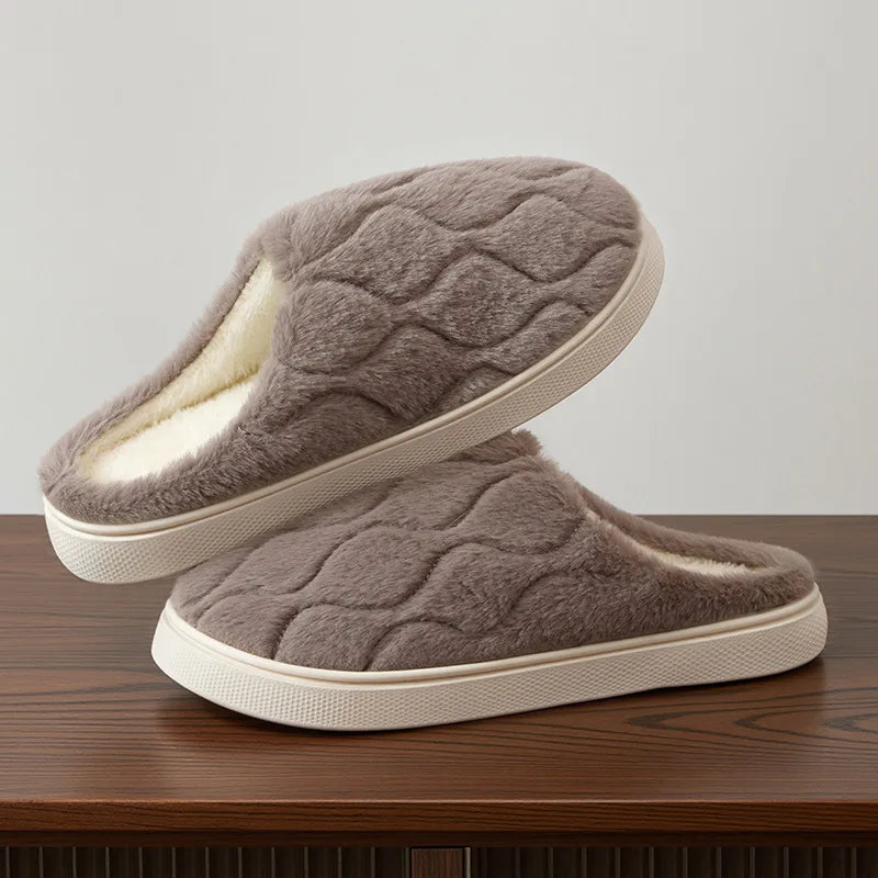 Women's Fluffy Plush Slippers – Warm Thick Sole Indoor House Shoes