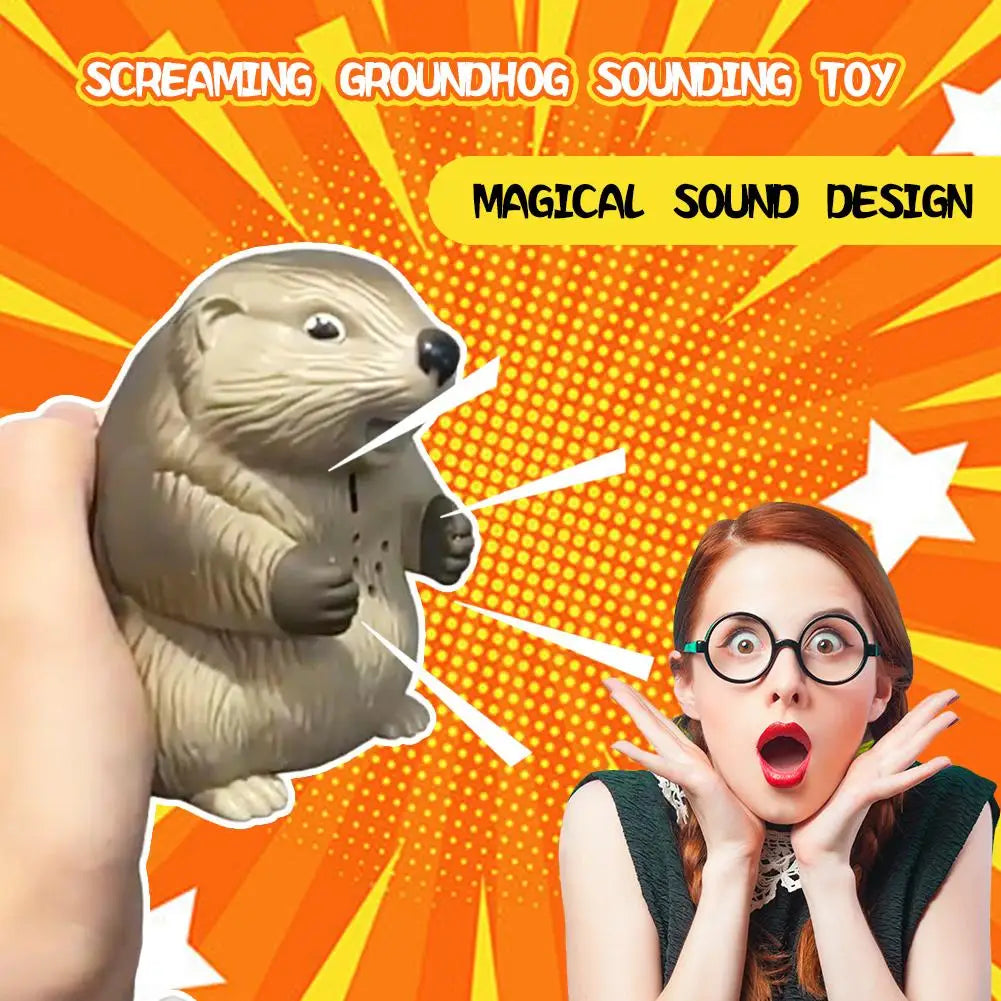 Screaming Groundhog Prank Toy – Funny Sound Desk Figure Novelty Prank Toy Peaceful Pleasures Health and Wellness