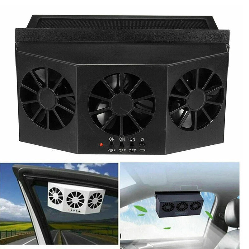 Summer Solar Powered Vehicle Exhaust Fan Car Window Auto Fan Cool Ventilation Cooling air Conditioning Exhaust Peaceful Pleasures Health and Wellness