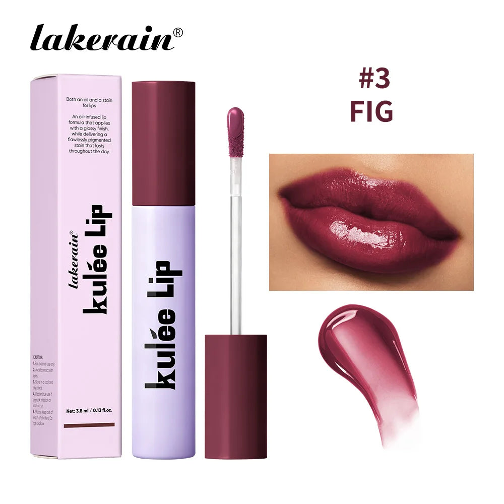 Lakerain Kulfée Lip Oil Long-lasting Moisturizing 9 Color Lip Gloss Non-Sticky Smooth Glide Deep Hydrating Lips Beauty Makeup Peaceful Pleasures Health and Wellness Fig