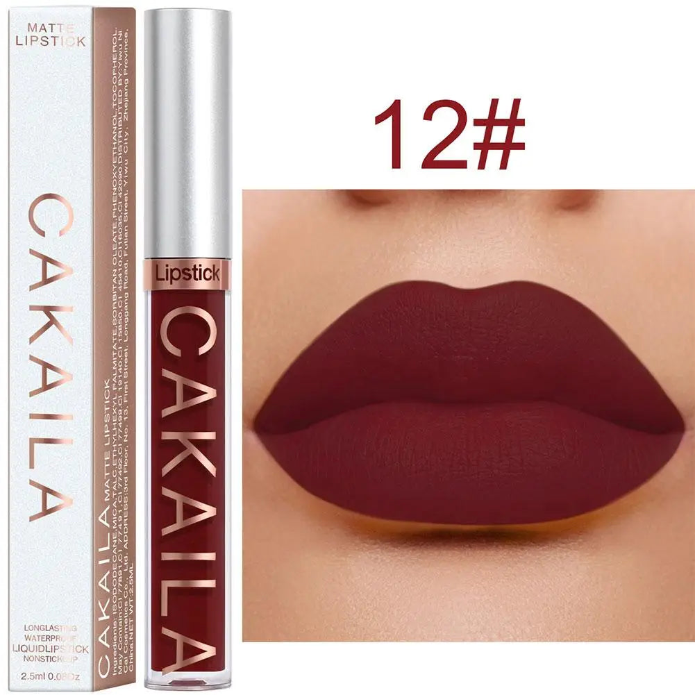 CAKAILA Velvet Matte Liquid Lipstick – Long-Lasting Waterproof Nude & Red Lip Gloss | 18 Colors 2.5ml Peaceful Pleasures Health and Wellness 12