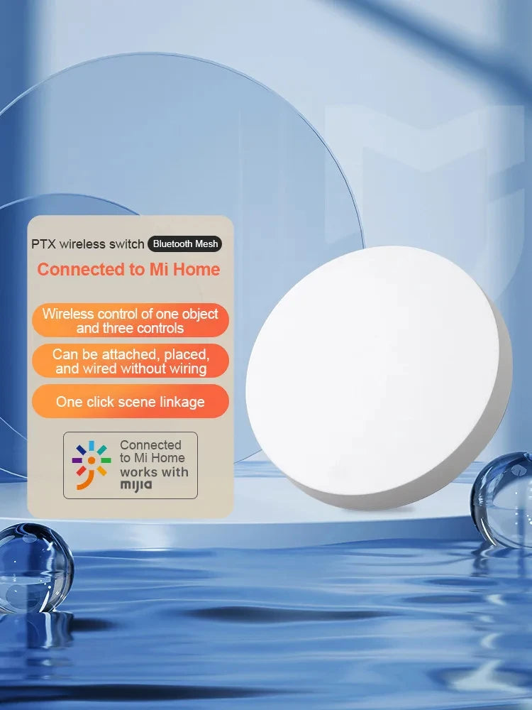 Wireless Mini Smart Switch Sensor Bluetooth Connection Versatile One Key Control Button Compatible with Xiaomi Mi home App Peaceful Pleasures Health and Wellness