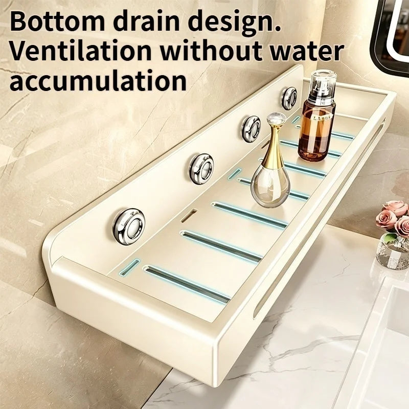 No-Drill Suction Cup Bathroom Wall Shelf & Shampoo Rack