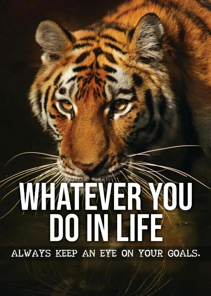 Mindset Is Everything Canvas Wall Art | Lion Wolf Tiger Poster