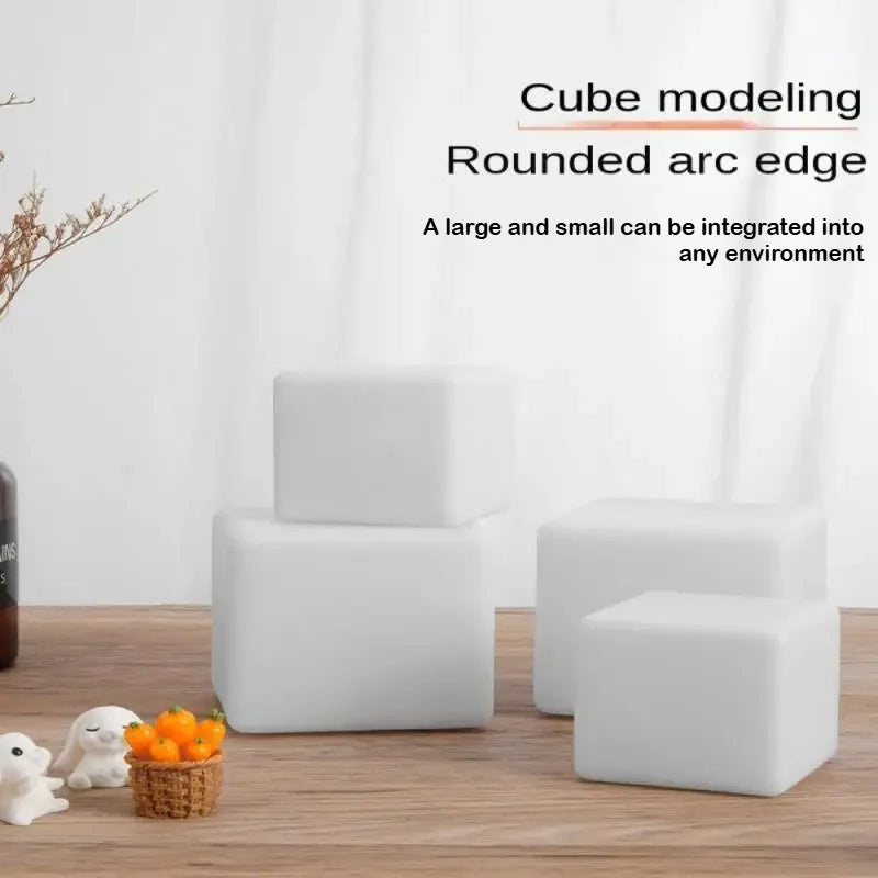 LED Cube Table Lamp – Dimmable RGB Night Light with Remote