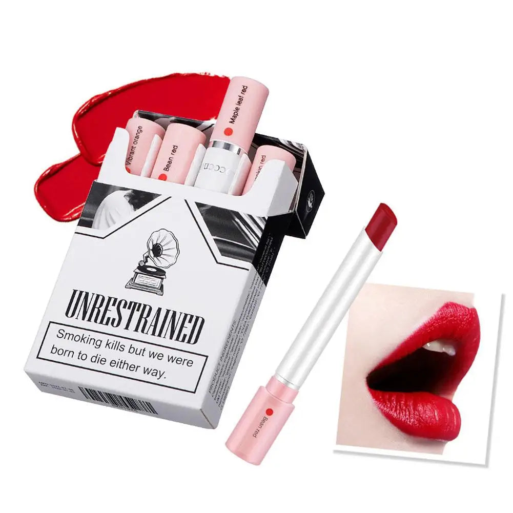 4 Colors Cigarette Lipstick Set Matte Lip Gloss Long Lasting Lip Glaze Waterproof Lip Stick Tube Nude Lip Tint Makeup Cosmetics Peaceful Pleasures Health and Wellness