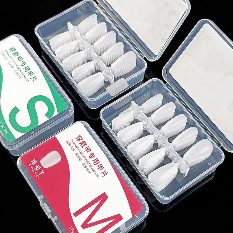 100pcs Clear Press-On Nail Tips – Full Cover Ultra-Thin False Nails
