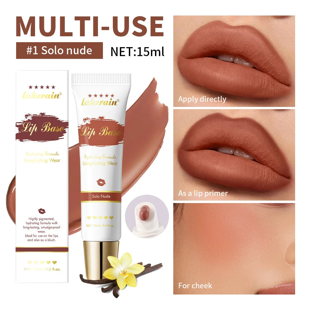 Lip Base Matte Finish Lips Blush Multi-Use Vanilla Scent Hydrating Long-Wearing Waterproof Lip Stain Creamy Woman Makeup Peaceful Pleasures Health and Wellness