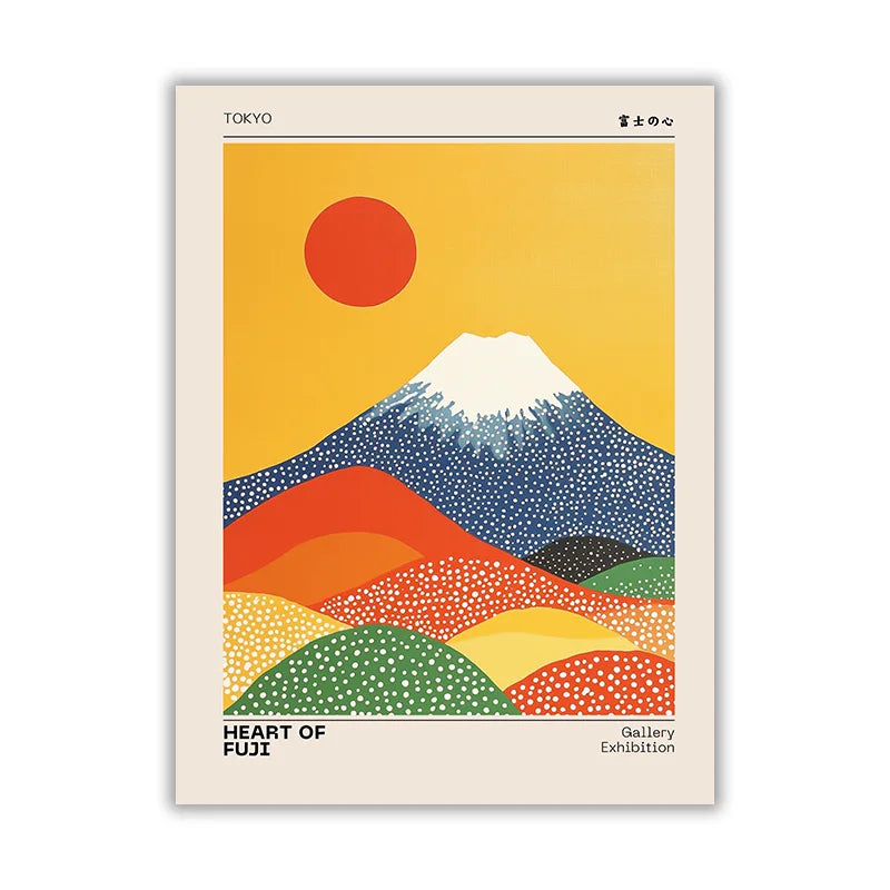 Japanese Ukiyo-e Style Fuji Mountain Cranes Cherry Blossom Canvas Print Poster Vintage Japandi Art Prints Wall Art Home Decor Peaceful Pleasures Health and Wellness VA1739 55x75cm