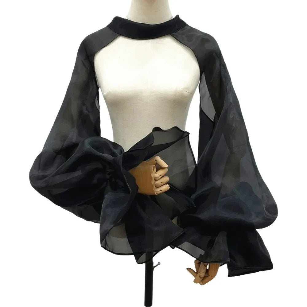 Puffy Bridal Detachable Sleeves | Ruffle Transparent Cape Shawl
