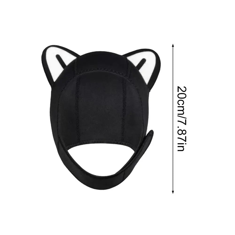 Women's Cat Ear Neoprene Diving Hood – Waterproof Swim Cap
