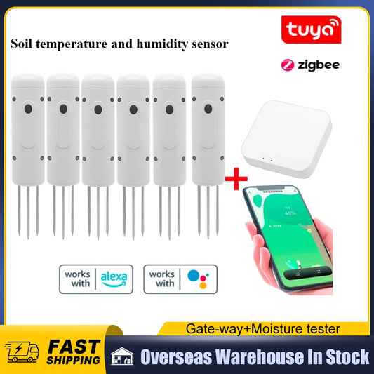 Tuya Zigbee Wireless Soil Intelligent Temperature Humidity Tester Mobilephone APP Real Time IP67 for Garden Farmland Planting Peaceful Pleasures Health and Wellness
