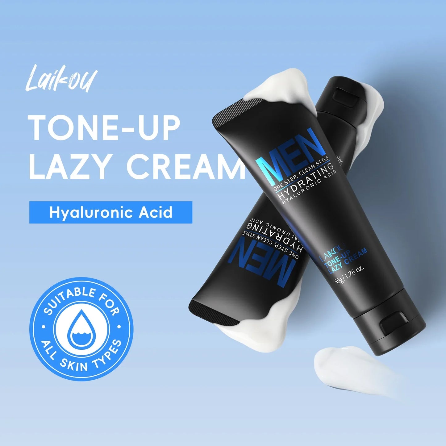 LAIKOU Men's BB Tone Up Cream – Hyaluronic Acid Oil Control 50g