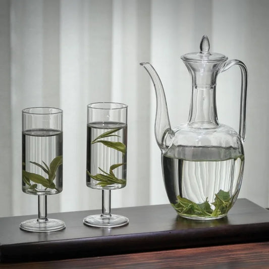Transparent glass hand-held green tea teapot heat-resistant glass imperial concubine teapot retro boiling teapot Peaceful Pleasures Health and Wellness