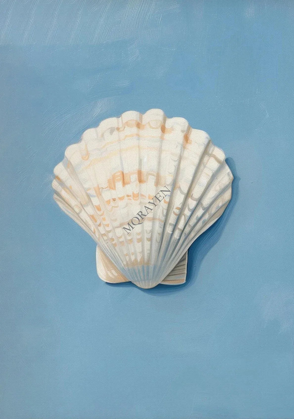 Blue Coastal Canvas Wall Art | Hydrangea Beach Seashell Print