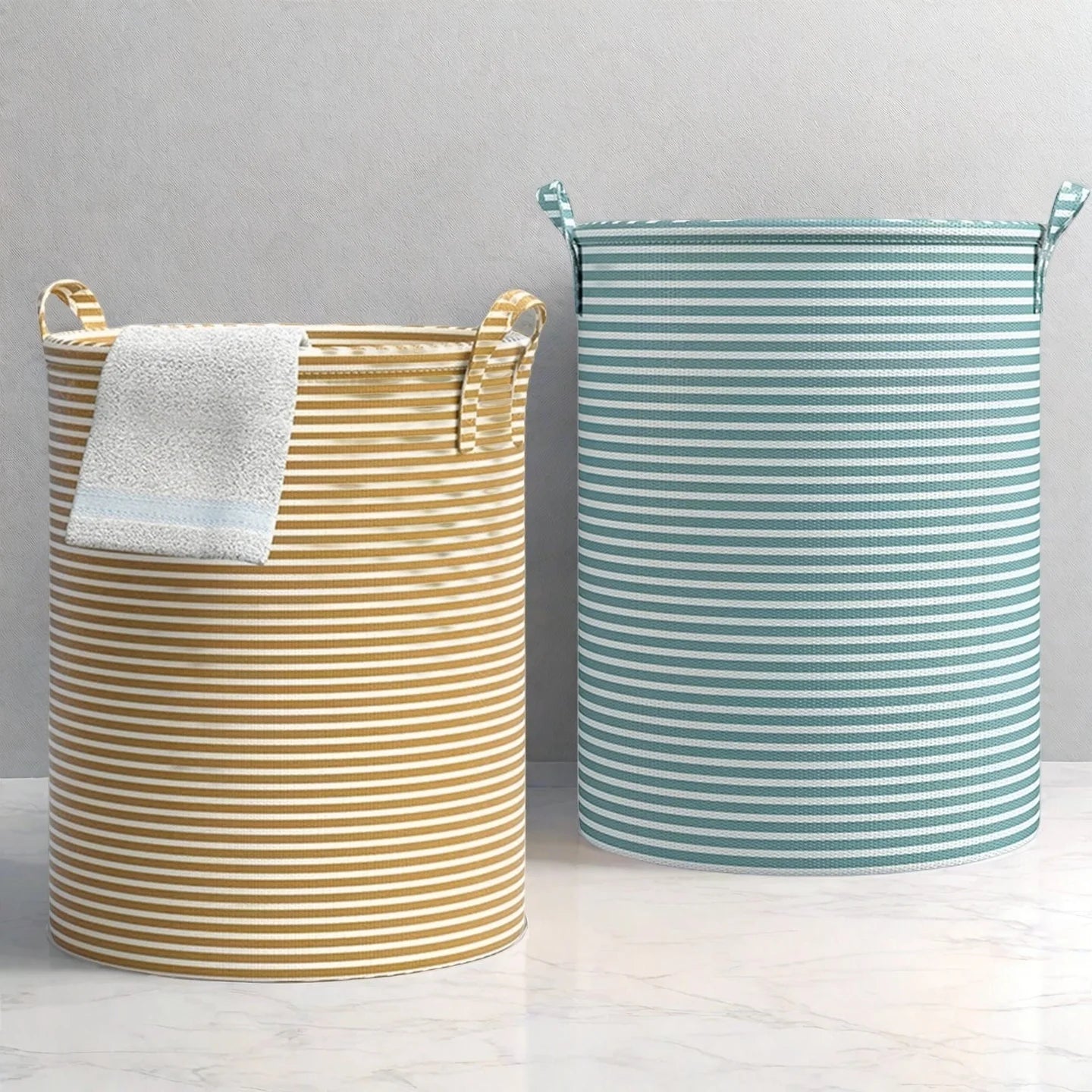 Large Collapsible Laundry Basket with Handles | Tall Round Hamper Laundry Hamper Basket Peaceful Pleasures Health and Wellness