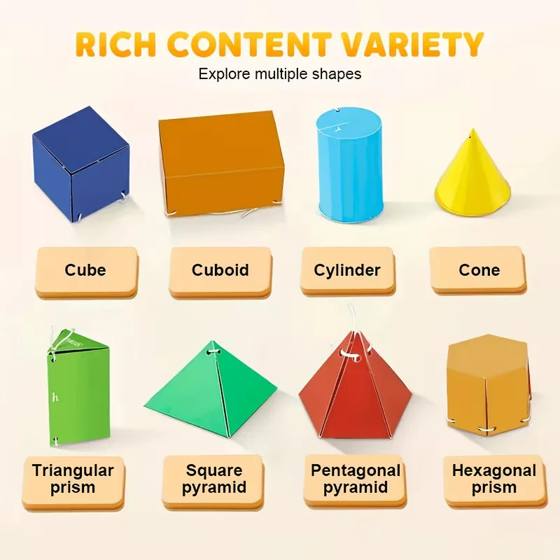 Pull String 3D Geometry Learning Book Childrens DIY Solid Books