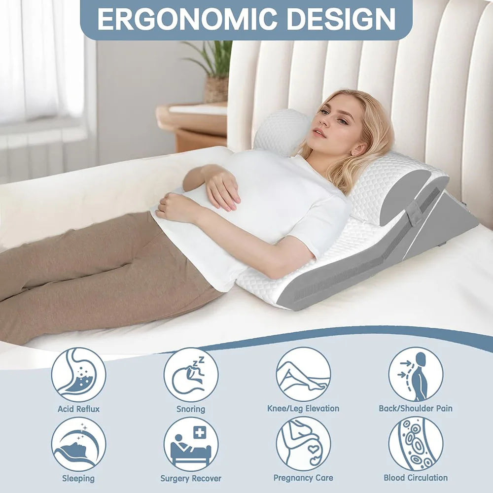 Wedge Pillow Headboard 3PCS Orthopedic Bed Wedge Pillows for After Surgery Adjustable Pillow for Acid Reflux&Back Pain Relief Peaceful Pleasures Health and Wellness