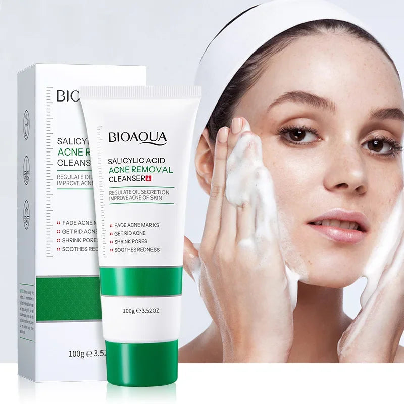 BIOAOUA Salicylic Acid Facial Cleanser Acne Treatment Moisturizing Oil Control Skincare Face Wash Foam Face Cleanser Skin Care Peaceful Pleasures Health and Wellness Default Title