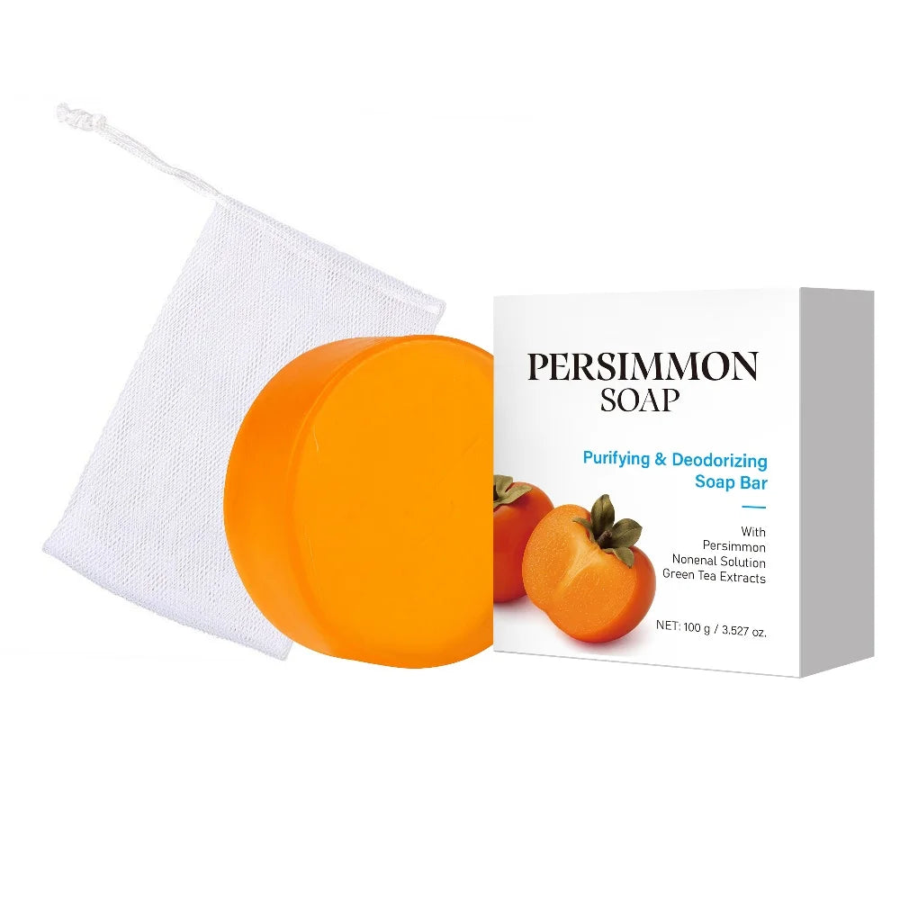 Persimmon Soap Bar for Body Odor Persimmon and Green Tea Extract For Men & Women Gentle on All Skin Types Natural Body Odor Soap Peaceful Pleasures Health and Wellness Persimmon Soap