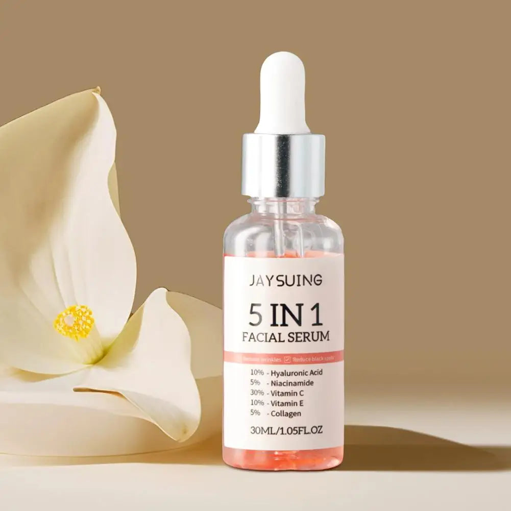 1/2/3pcs 30ml 5 In 1 Face Serum Moisturizing Vitamin C Hyaluronic Acid Facial Serum Shrink Pores Skin Care Peaceful Pleasures Health and Wellness