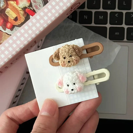 2pcs Cute Plush Puppy Dog Hair Clips – Cartoon Barrettes for Girls & Women Hair Clip Peaceful Pleasures Health and Wellness
