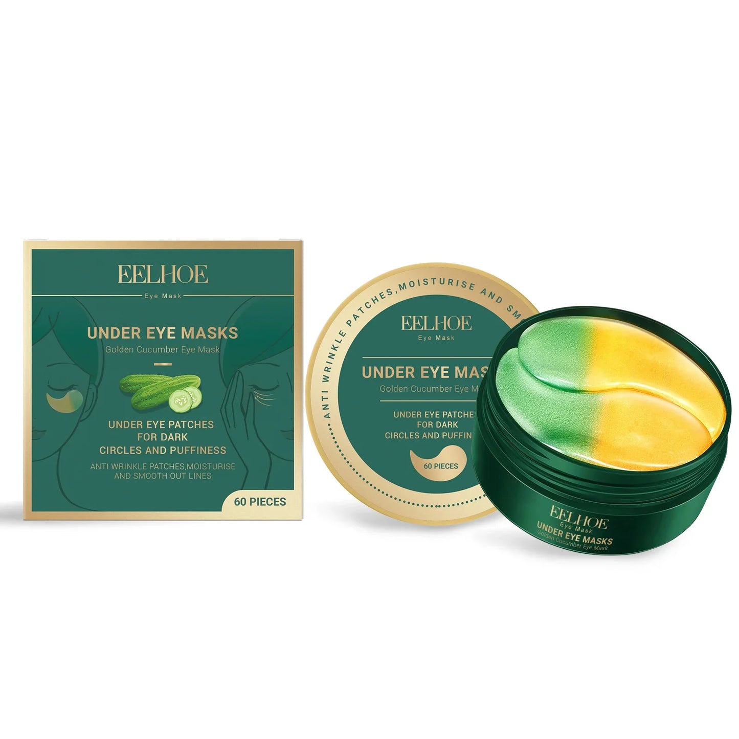 EELHOE Cucumber Eye Mask Patches – Dark Circles & Bags 60pc