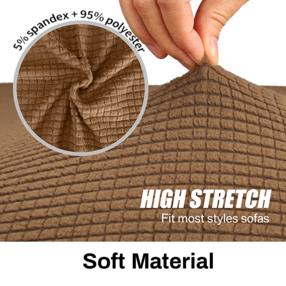 Adjustable Elastic Sofa Cover Armchair Protector Corner L Shape Stretch Slipcovers Couch Cover 1/2/3/4/5 Seater For Living Room Peaceful Pleasures Health and Wellness Coffee 1-Seater 90-140CM
