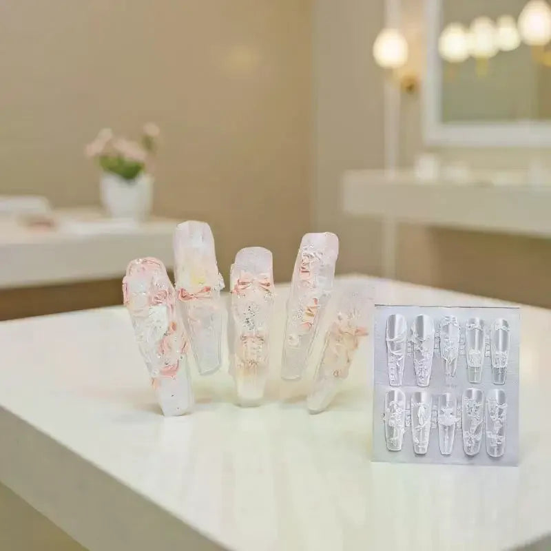 3D Silicone DIY Nail Art Decoration Mold - Ribbon Bow Ballet Shoes Design, Translucent Carving Template Tool Peaceful Pleasures Health and Wellness